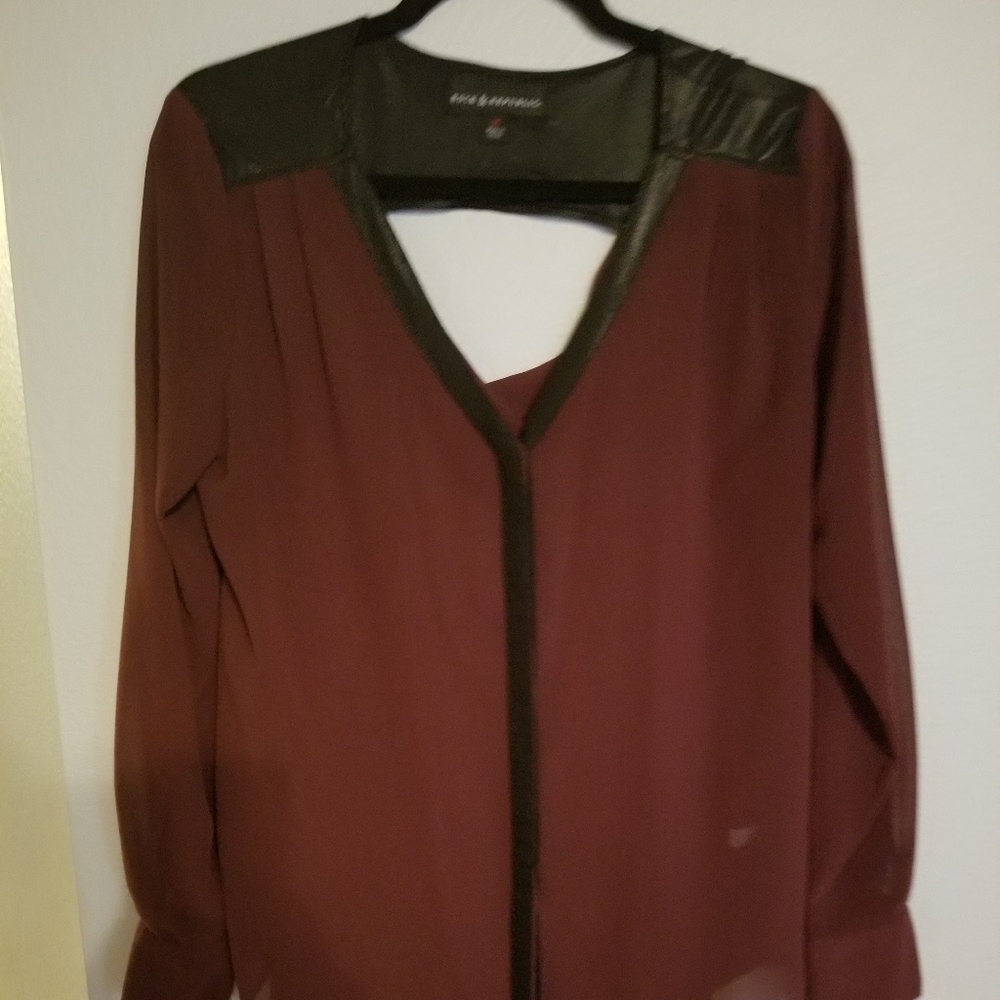 Cutout top with faux leather detail